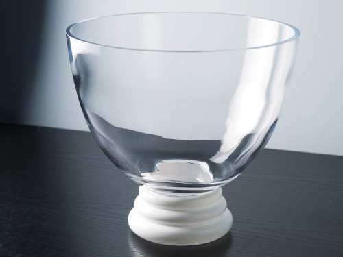 Glass Footed Bowl with Opal Foot 9.4"D