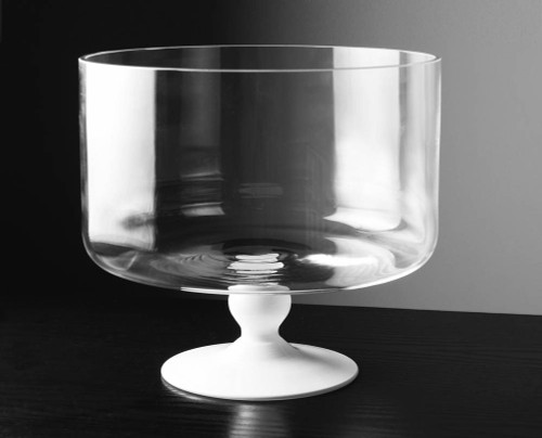 Glass Trifle Bowl with Opal Foot 9.25"D