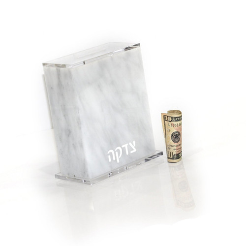 Waterdale Lucite Tzedakah Box Full