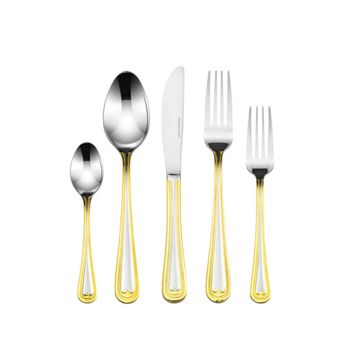 18/10 Stainless Steel & Gold 20 Piece Flatware Set 