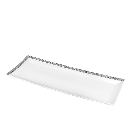 Silver Crocodile Trim Ceramic Serveware Platter 