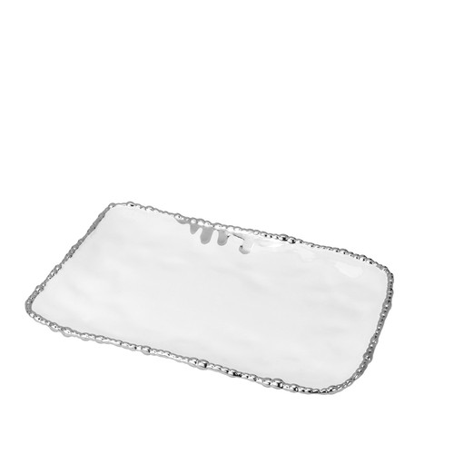 Ceramic Silver Drip Serving Platter 