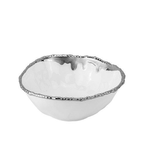 Ceramic Silver Drip Serving Bowl