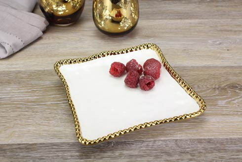 White Gold Bead Salerno Dessert Plate