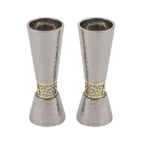 Emanuel Large Candlesticks with Metal Cutout