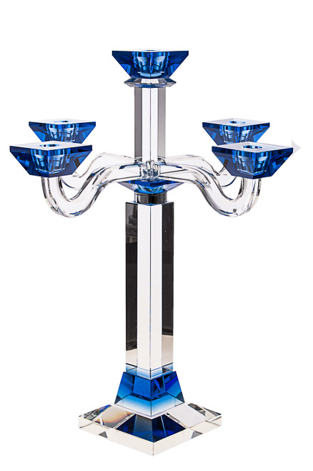 Blue Crystal Candelabra with 5 Branches