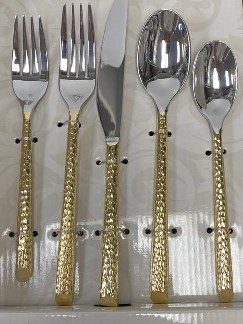 Granger G2 Hammered Gold Flatware (Service for 4)