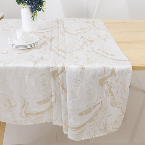 Jacquard Tablecloth White/Gold Wave