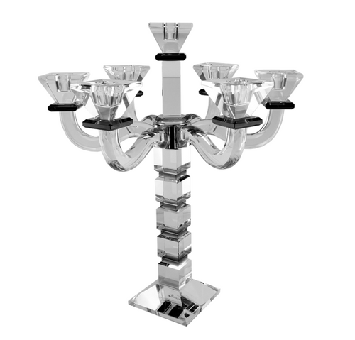 Crystal Candelabra square design 7 arm Black