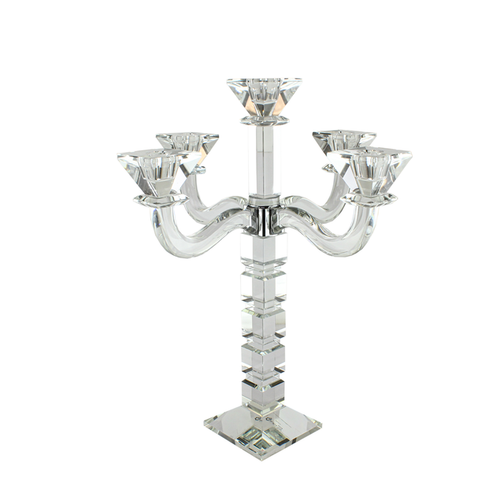 Crystal Candelabra square design 5 arm Clear