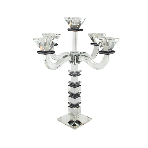 Crystal Candelabra square design 5 arm Black