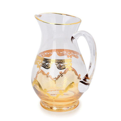 Classic Touch Amber Artwork Crystal Pitcher