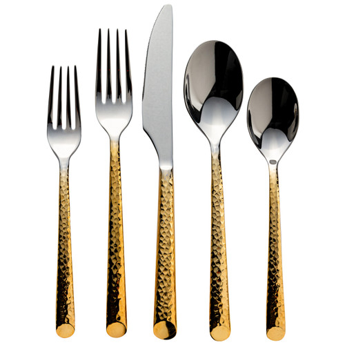 Vikko Crown - Onyx, Gold Handle, 18/10 SS, Flatware (Service for 4)