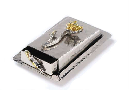 Classic Touch Frangipani Nickel Match Box Set