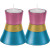 Turquoise/Pink/Gold Anodized Aluminum Tea Light Holder (Set of 2)