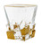 Crystal Set of 6 Square Tumblers Matte Gold Ice Cubes Design 