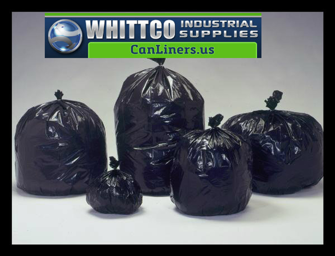 12-16 Gallon Garbage Bags, High Density: Black, 8 Micron, 24x33, 100 Bags.