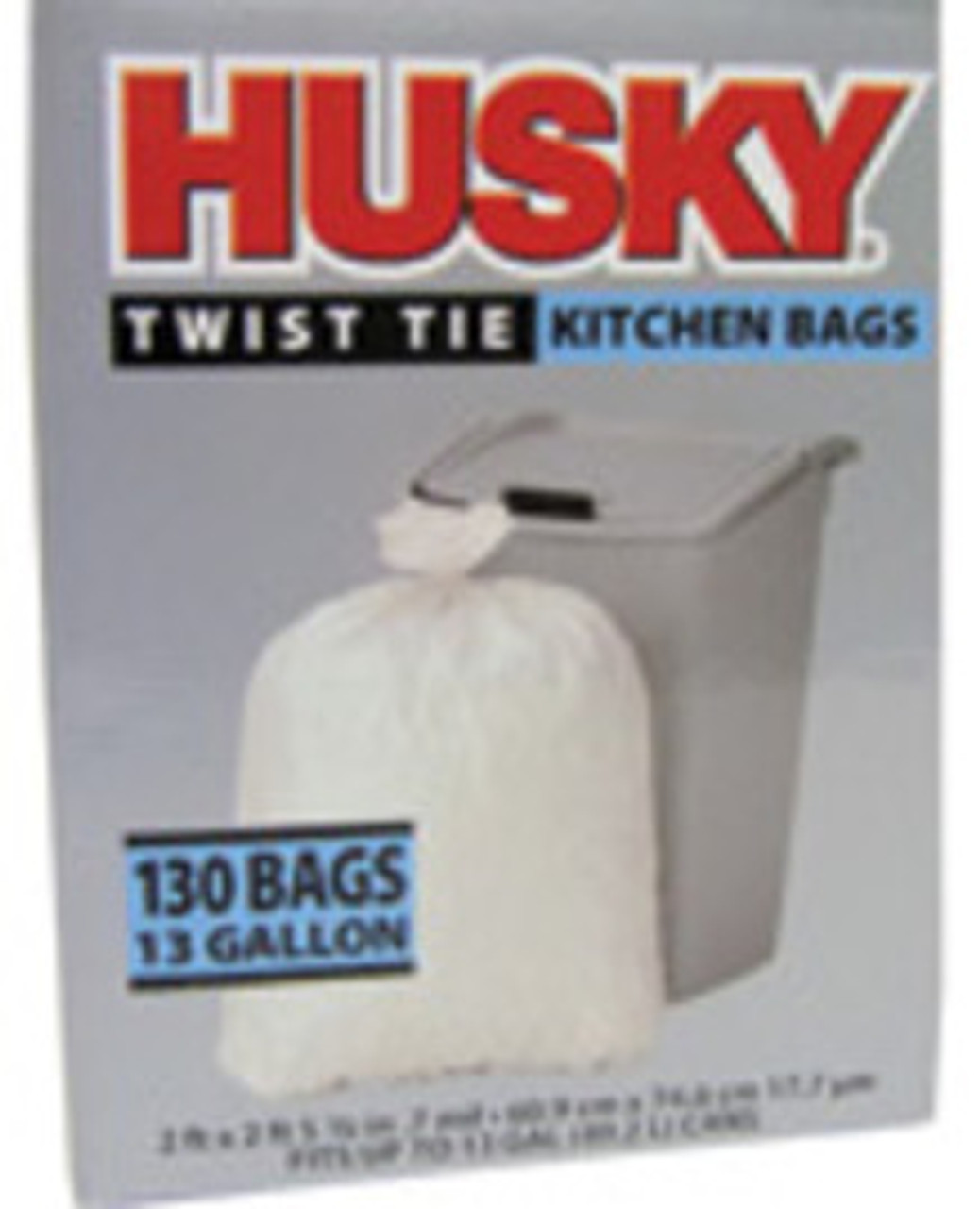 Husky HK13DS120C-P Kitchen Trash Bag, 13 gal Capacity, Polyethylene, Clear