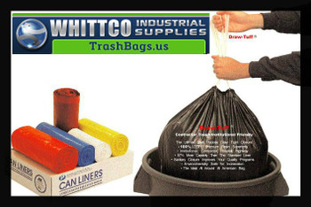 DTC3338K Draw-Tuff Institutional Draw Tape Can Liners Inteplast Bags Black