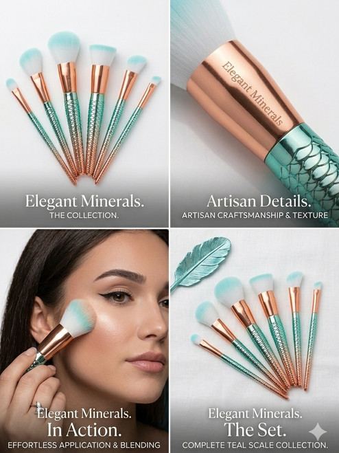 6" Long Vegan Mermaid Brush Set