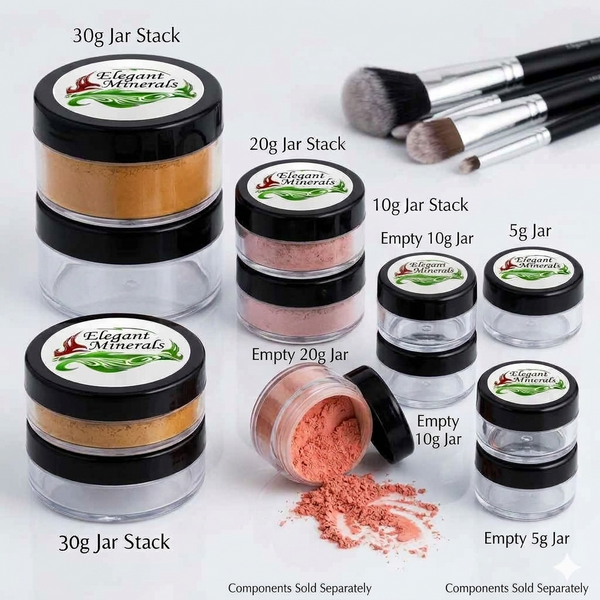 20pc Set 20g Jars with Black Lid w/ Window & Sifter