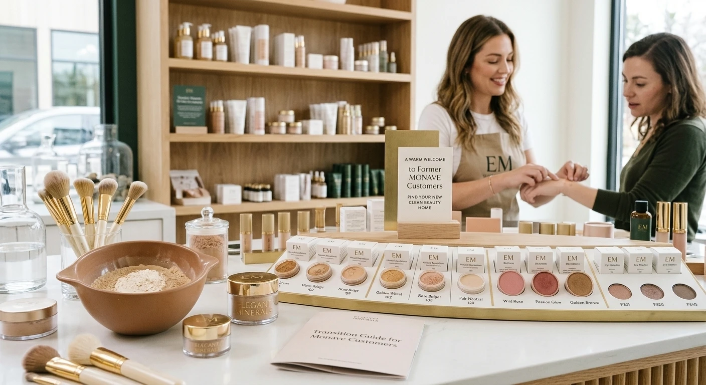 Elegant Minerals shade conversion chart for former Monave Cosmetics clean beauty customers