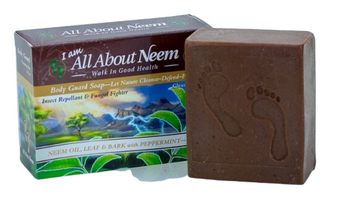 Neem Bark Soap with Hemp, Original BODY GUARD Brown Box Absolutely Natural Insect Repellent & Fungal Fighter with FREE  Soap Saver