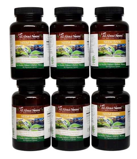  Neem Bark Capsules (6 PACK) Organic Fresh 400 Mg Boost Immune System - Oral Care