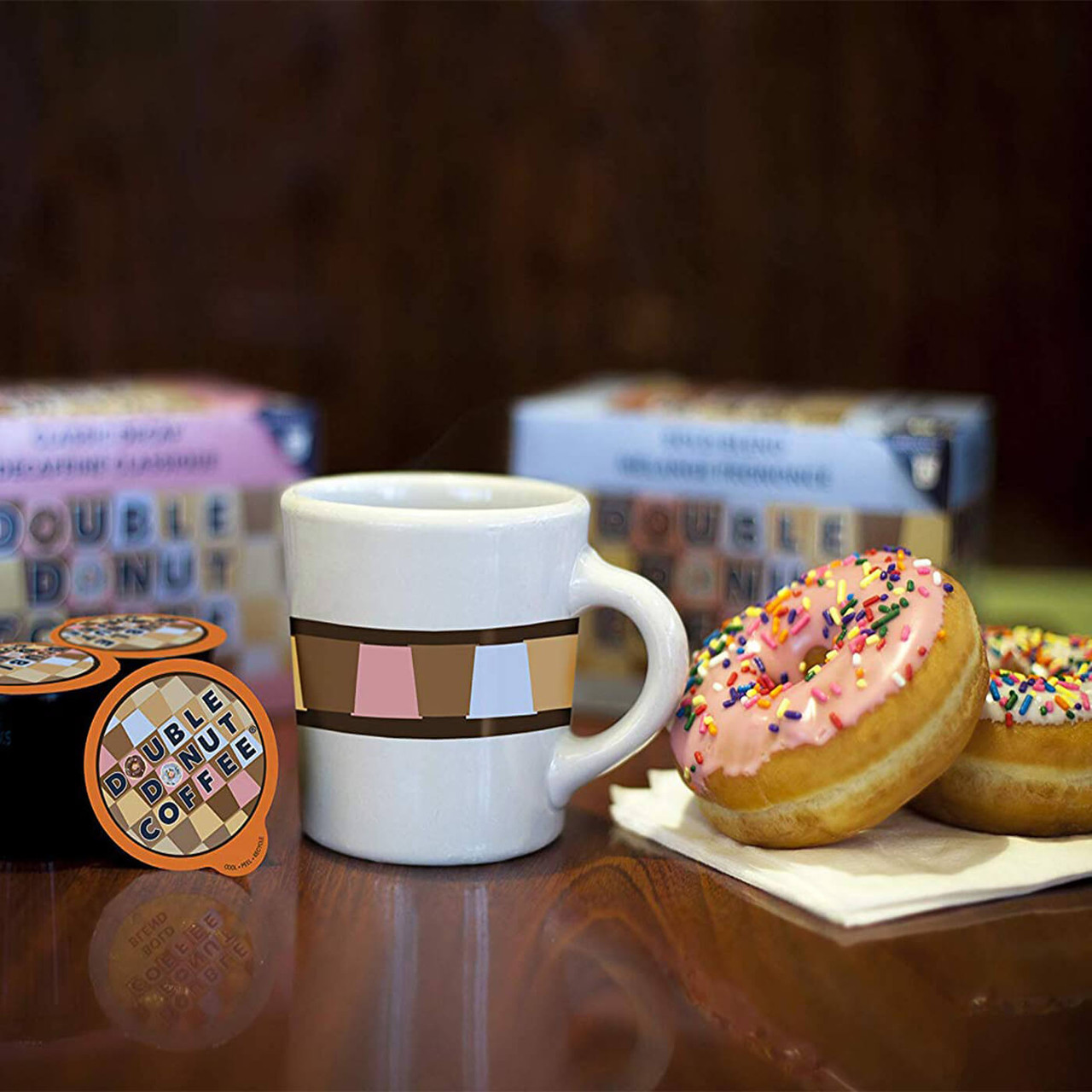 Double Donut Flavored Coffee Single Serve Cups for Keurig Brewer Variety  Pack Samplers - Crazy Cups