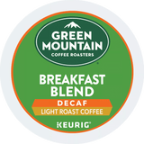Green Mountain Breakfast Blend Decaf Light Roast Coffee K Pod Label