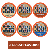 Double Donut Flavored Coffee Variety Sampler 72 Cup Bulk