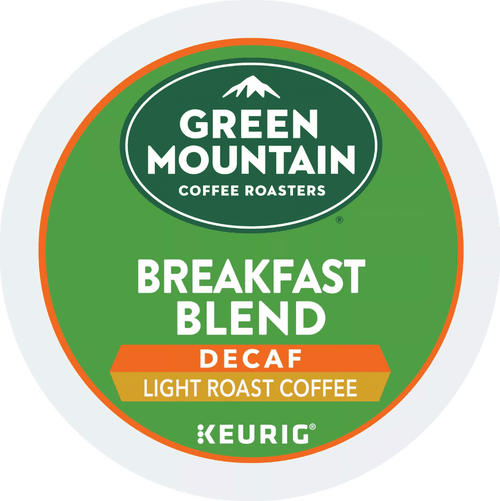 Green Mountain Breakfast Blend Decaf Light Roast Coffee K Pod Label