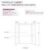 Transolid LWK483672-181 Lusso 48-in x 36-in x 72-in Glue to Wall 3-Piece Shower Wall Kit, Palladio White