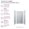 Transolid LWK363672-186 Lusso 36-in x 36-in x 72-in Glue to Wall 3-Piece Shower Wall Kit, Glacier Grey