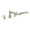 Deck Mounted Tub Filler with Hand Shower in Brushed Nickel