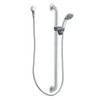 Single Function Hand Shower Package with Slide Bar, Hose and Wall Supply in Chrome/Stainless