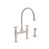 High-Arc Bridge Kitchen Faucet in Satin Nickel