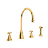 Rohl U.4735X-IB-2 Widespread Kitchen Faucet and Metal Cross Handles in English Gold