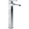 Single Handle Vessel Lavatory Faucet with Channel Spout in Polished Chrome