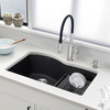 32-In X 20.875-In Double-Basin Granite Undermount 2-Hole Residential Kitchen Sink in Anthracite 32-In X 20.875-In Double-Basin Granite Undermount 2-Hole Residential Kitchen Sink in Anthracite