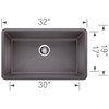 32" Super Single Bowl Kitchen Sink in Cinder
