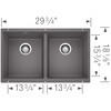 18.12-In X 29.75-In Double-Basin Granite Undermount Kitchen Sink in Cinder 18.12-In X 29.75-In Double-Basin Granite Undermount Kitchen Sink in Cinder