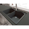33-in X 22-in X 9.5-in silQ Granite Kitchen Sink with Double Equal bowls, Drop-in Installation with 2 CB Faucet Holes, in Black