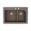 33-in X 22-in X 9.5-in silQ Granite Kitchen Sink with 1-3/4 J-Shaped Double Offset Bowls, Drop-in Installation, with 2 CD Faucet Holes, In Espresso