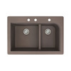 33-in X 22-in X 9.5-in silQ Granite Kitchen Sink with 1-3/4 J-Shaped Double Offset Bowls, Drop-in Installation, with 3 CBE Faucet Holes, In Espresso