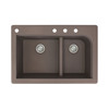 33-in X 22-in X 9.5-in silQ Granite Kitchen Sink with 1-3/4 J-Shaped Double Offset Bowls, Drop-in Installation, with 4 CADE Faucet Holes, In Espresso