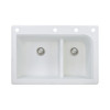 33-in X 22-in X 9.5-in silQ Granite Kitchen Sink with 1-3/4 J-Shaped Double Offset Bowls, Drop-in Installation, with 4 CAEF Faucet Holes, In White