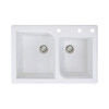 33-in X 22-in X 9.5-in silQ Granite Kitchen Sink with 1-3/4 Double Offset Bowls, Drop-in Installation, with 3 ACD Faucet Holes, In White