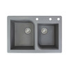 33-in X 22-in X 9.5-in silQ Granite Kitchen Sink with 1-3/4 Double Offset Bowls, Drop-in Installation, with 3 ACD Faucet Holes, In Grey