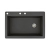 33-in X 22-in X 9.5-in silQ Granite Kitchen Sink with Super Single Offset Bowl, Drop-in Installation, with 3 CAB Faucet Holes, In Black